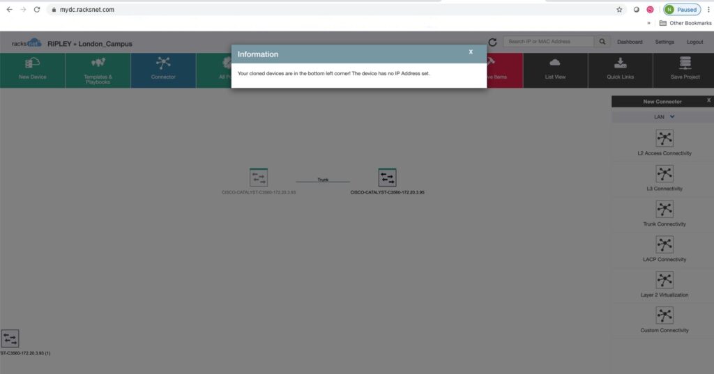 Network Cloning | Integrate new devices into the network with racksnet®
